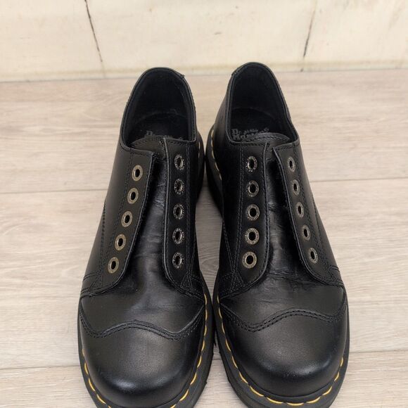 Dr Martens Platform Shoes Womens Size 9 Black Leather Chunky Oxford Y2K 8651 - Picture 2 of 10